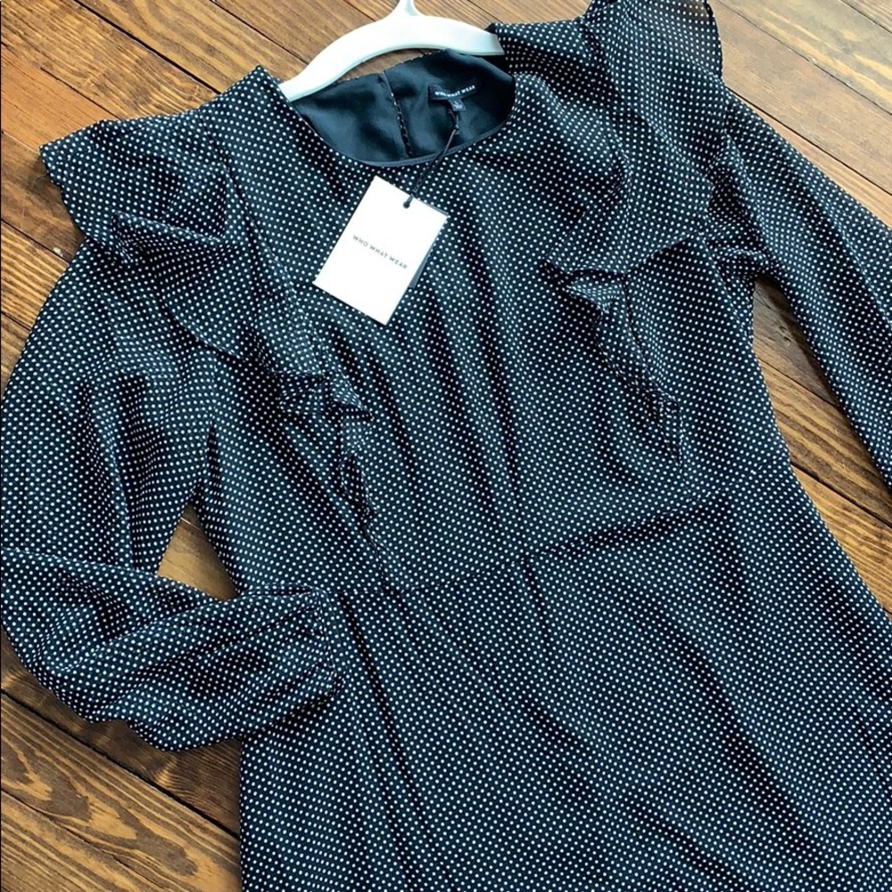 Black polka dot dress